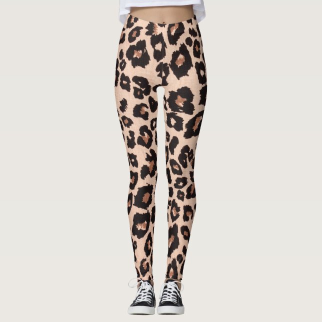Moderner abstrakter Goldleopardruck Leggings (Vorderseite)