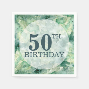 Moderner abstrakter grüner Watercolor-Geburtstag Serviette