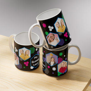 Moderner Abstrakter Hexagon-Fotocollage Vatertag Kaffeetasse