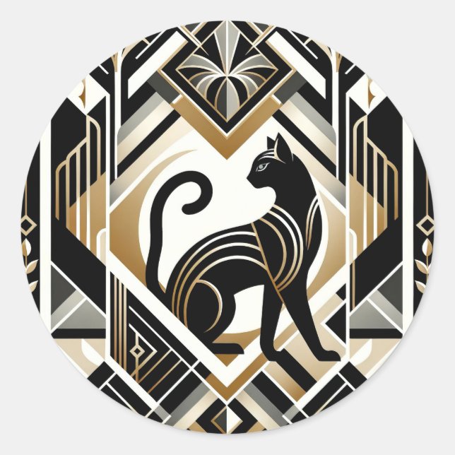 Moderner Abstrakter Katzenaufkleber Runder Aufkleber (Vorderseite)