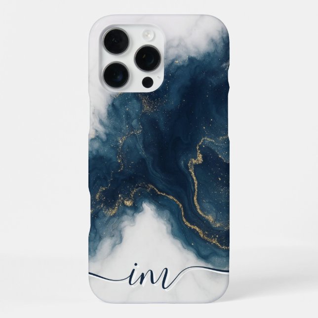 Moderner Abstrakter Marmor mit Gliter Initials & N iPhone Hülle (Rückseite)