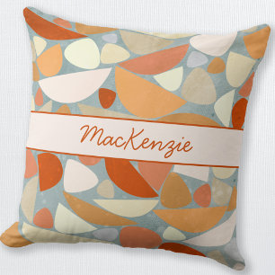 Moderner Abstrakter Name Orange Kissen
