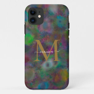 Moderner Abstrakter Neonfarbiger Monogramm-Name Case-Mate iPhone Hülle