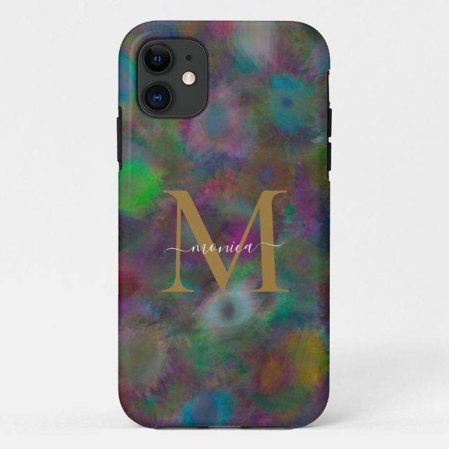 Moderner Abstrakter Neonfarbiger Monogramm-Name Case-Mate iPhone Hülle (Rückseite)