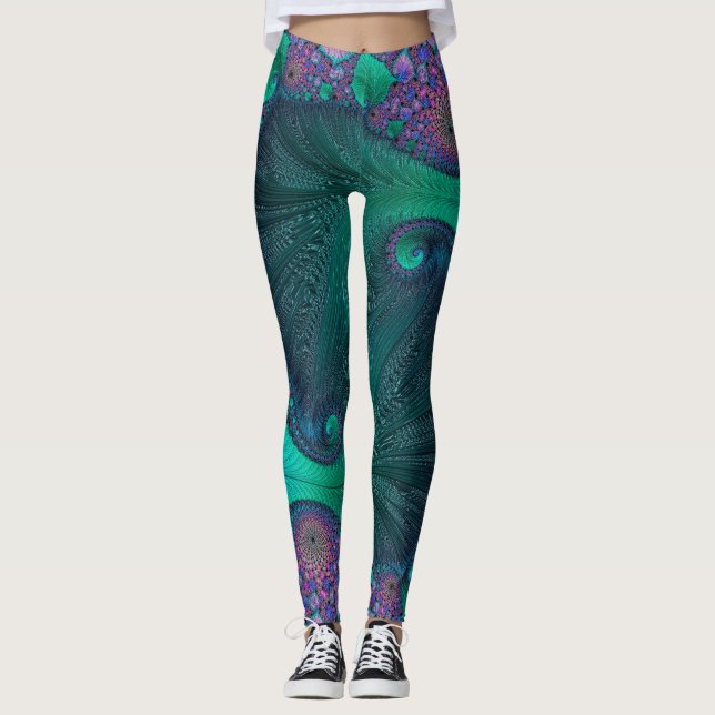 Moderner abstrakter Ozean-Entwurf Leggings (Vorderseite)