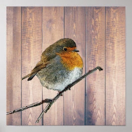 Moderner abstrakter Robin-Vogel aus rustikalem Sta Poster