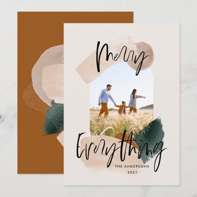 Moderner abstrakter Rostbogen Foto Weihnachtsfeier Ankündigung (Vorne/Hinten)