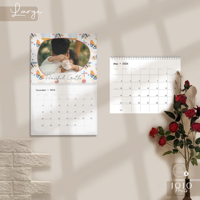 Moderner abstrakter Schmetterlinge-Foto-Kalender 2 Kalender (Modern Abstract Butterflies Photo Calendar 2026-Large)