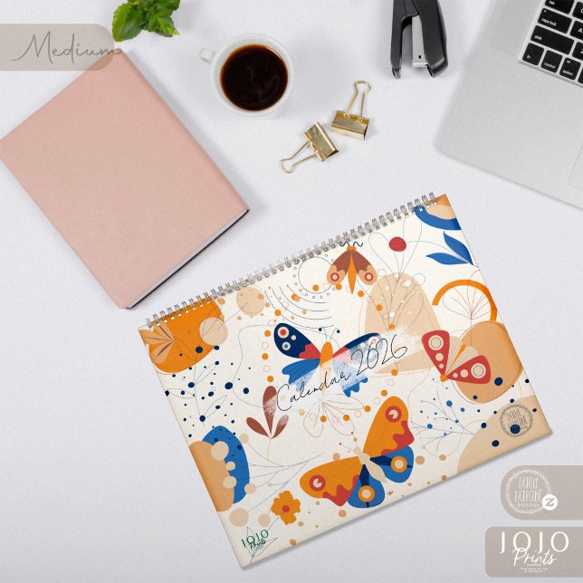 Moderner abstrakter Schmetterlinge Foto-Kalender 2 Kalender (Modern Abstract Butterflies Photo Calendar 2026-Medium)