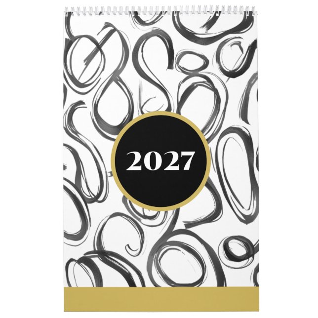 Moderner Abstrakter Schwarz Gold 2027 Wandkalender (Titelbild)