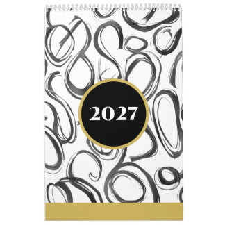 Moderner Abstrakter Schwarz Gold 2027 Wandkalender