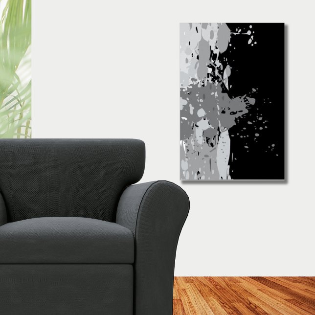 Moderner Abstrakter Schwarz/Grau-Paint-Spritzer Poster (Modern Abstract Black & Gray Paint Splatter Poster)