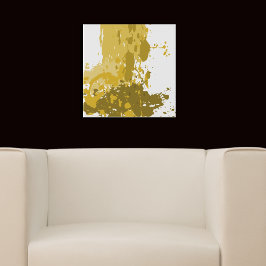 Moderner Abstrakter Spritzer Weiß und Gelb Kunst Künstlicher Leinwanddruck