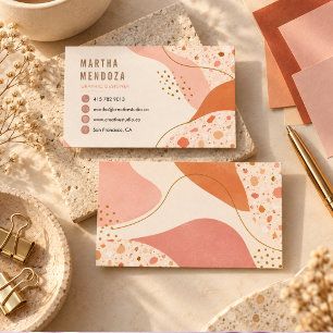 Moderner abstrakter Terrazzo & Blush Grafikdesigne Visitenkarte