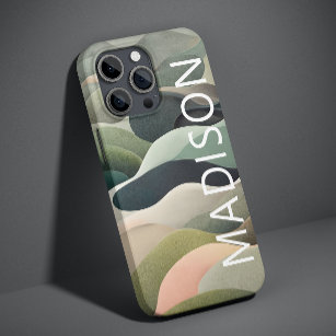 Moderner Abstrakter Wavy Muster Personalisierter N Case-Mate iPhone 14 Plus Hülle