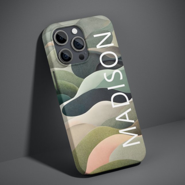 Moderner Abstrakter Wavy Muster Personalisierter N Case-Mate iPhone Hülle (Von Creator hochgeladen)
