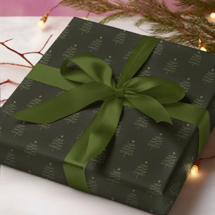 Moderner Abstrakter Weihnachtsbaum Dunkelgrüner Ur Geschenkpapier