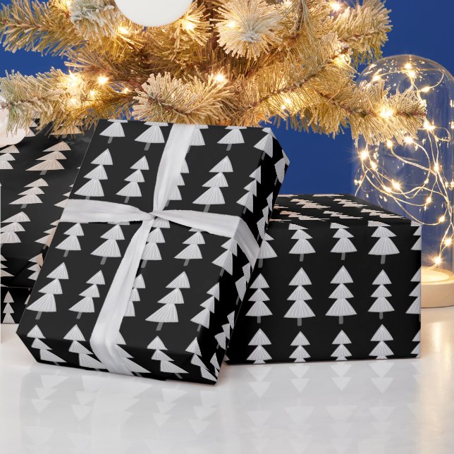 Moderner Abstrakter Weihnachtsbaum Schwarz Grau Geschenkpapier (Feiertage)
