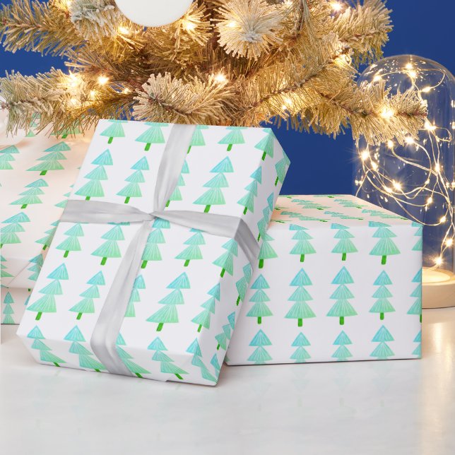 Moderner Abstrakter Weihnachtsbaum Türkis Geschenkpapier (Feiertage)