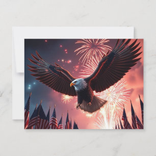 Moderner Adler und Feuerwerke AMERICA 4. Juli Postkarte