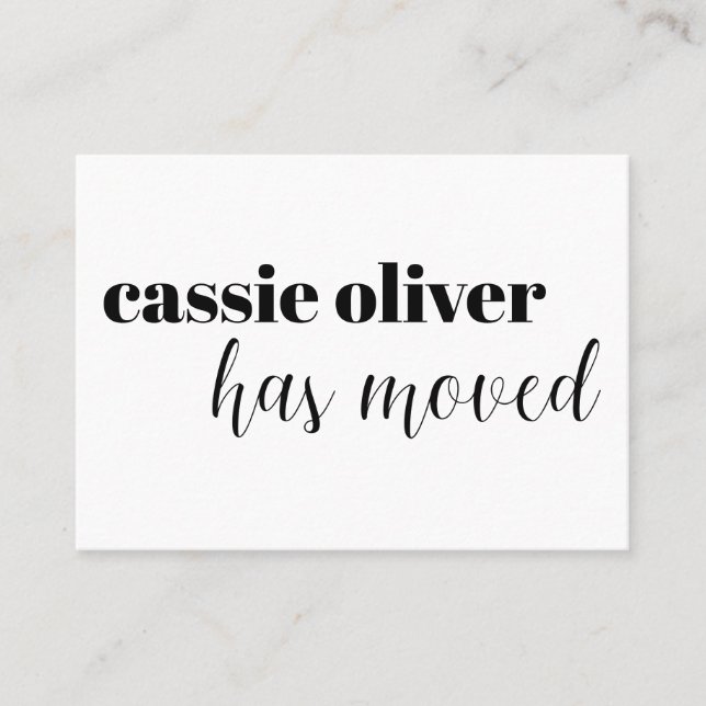 Moderner Adressenwechsel für Single Visitenkarte (Vorderseite)