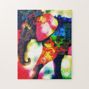 Moderner Afrikanischer Elefant Pop Art Zeitgenössi Puzzle