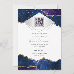 Moderner Agate Blue WEDD SUITE QR Code Einladung