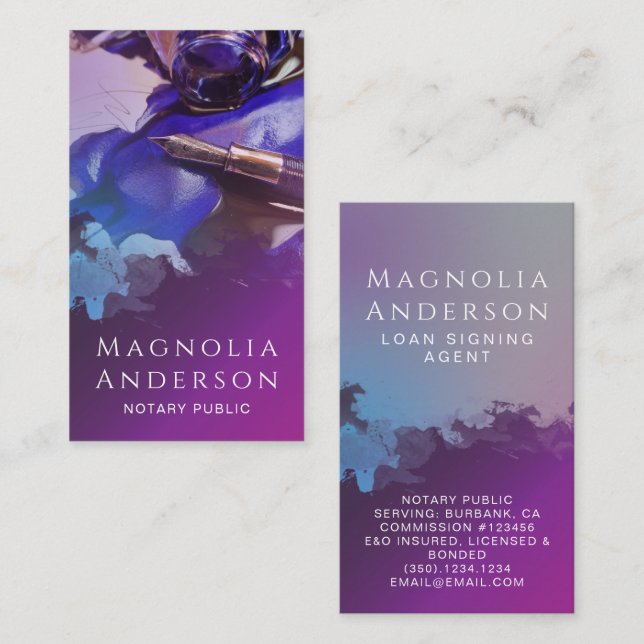 Moderner Agent Signing Pen Visitenkarte (Vorne/Hinten)