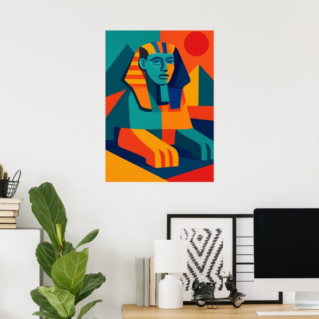Moderner Ägyptischer Sphinx Pop Kunst Poster (Heimbüro)