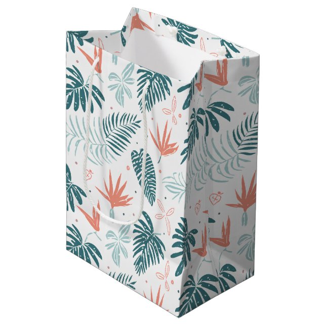 Moderner Aloha-Druck Mittlere Geschenktüte (Vorderseite Schrägansicht)