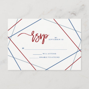 Moderner Amerikaner   Patriotic Geometric Wedding  RSVP Karte