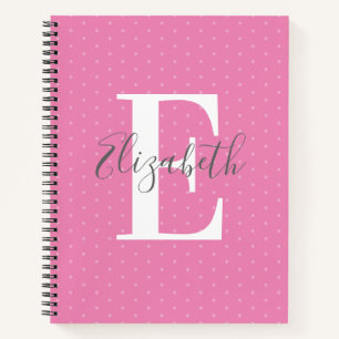 Moderner Anfangsname Polka Dot Pink Girly Notizbuch