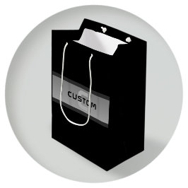 Moderner, anpassbarer Layierter Text | Schwarz & G Mittlere Geschenktüte