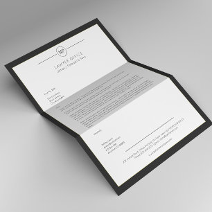 Moderner Anwalt in Schwarzweiß-Monogramm Briefbogen