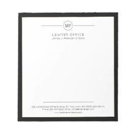 Moderner Anwalt in Schwarzweiß-Monogramm Notizblock
