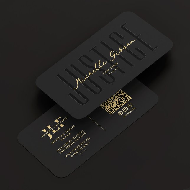 Moderner Anwalt Notary Monogram Black Visitenkarte (Modern Lawyer Attorney Notary Monogram Black Business Card
)