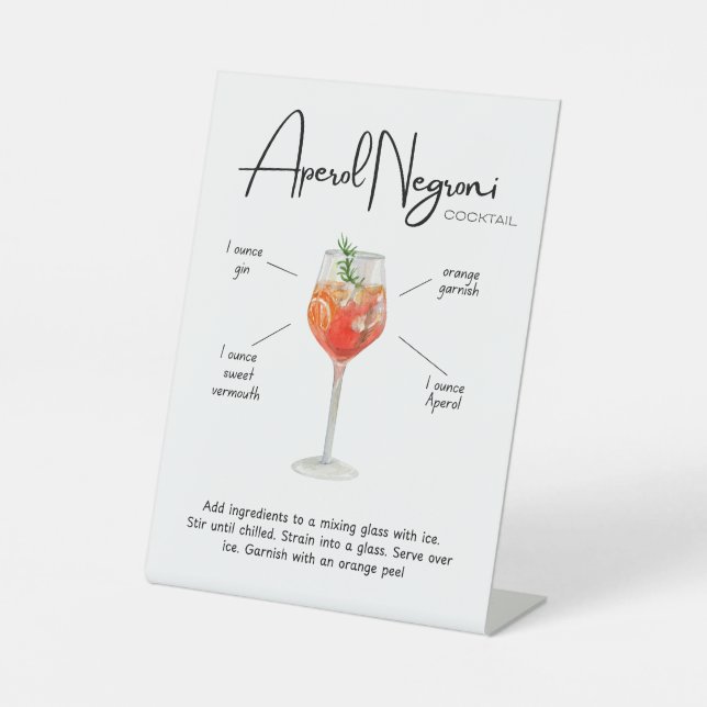 Moderner Aperol Negroni Cocktail Sockelschild (Vorderseite)