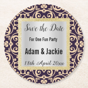 MODERNER APRICOT NAVY SAVE THE DATE UNTERSETZER