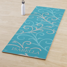 Moderner Aqua Blue Swirl Personalisiert Yogamatte
