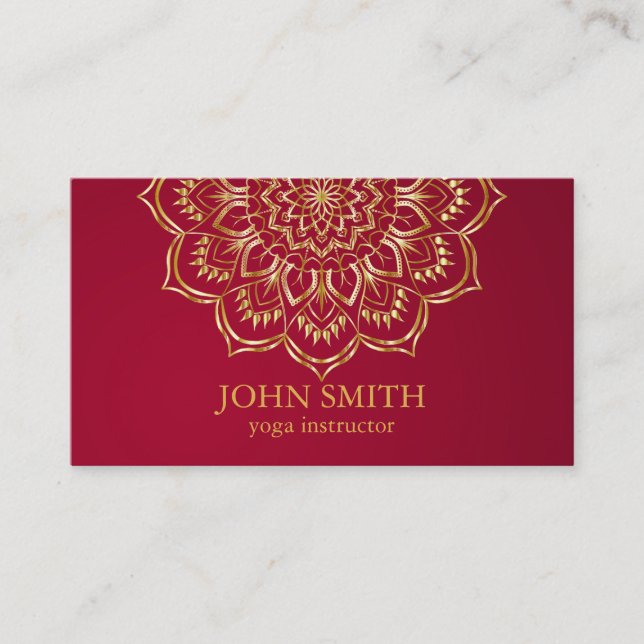 Moderner Aquamarin & Gold Mandala Yoga-Lehrer Visitenkarte (Vorderseite)