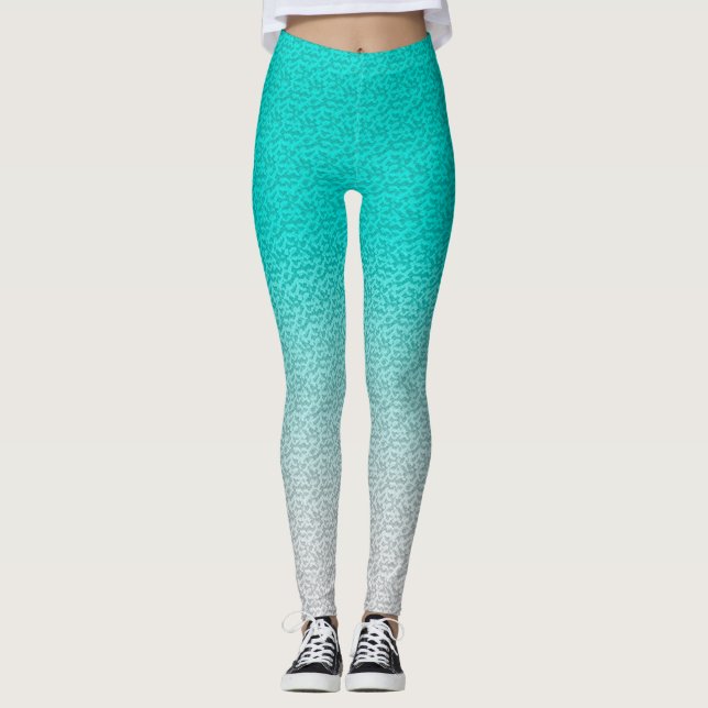 Moderner Aquamariner Blauer Gradient Leggings (Vorderseite)