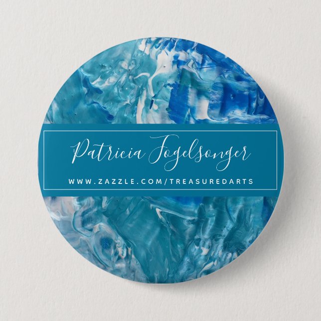 Moderner Aquamariner Blauer Rundknopf Button (Vorderseite)