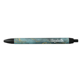 Moderner Aquamariner Blue Gold Agate Geode Pen Kugelschreiber