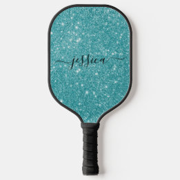 Moderner aquamariner Glitzer Pickleball Schläger