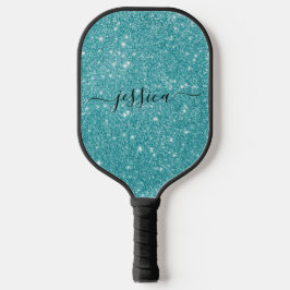 Moderner aquamariner Glitzer Pickleball Schläger