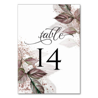 Moderner Aquarellfarben-Glitzer Foliage BarefootBr Tischnummer
