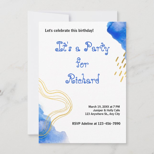 Moderner AquarellGeburtstag (Vorderseite)