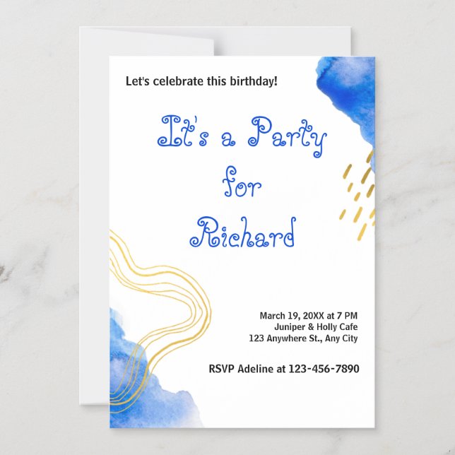 Moderner AquarellGeburtstag Magneteinladung (Vorderseite)