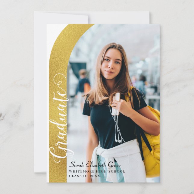 Moderner Arc Foto Script Abschluss Einladung (Vorderseite)