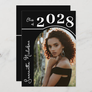 Moderner Arch Foto Abschluss Schwarz Einladung